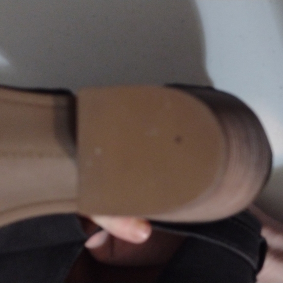 Lucky Brand Barimo Black Leather Cutout Chunk Stacked Heel Peeptoe Shoes size6.5 - Picture 11 of 13